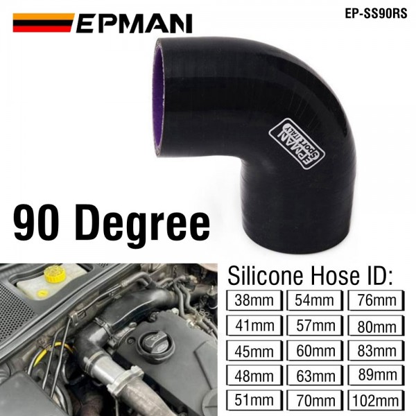SAAS Black Silicone 90 Degree Elbow Reducer Hose, 51mm x